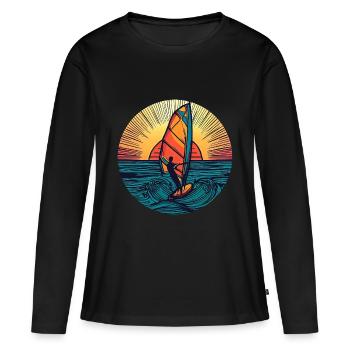 Windsurfer Surfer Sunset - T-shirt manches longues Premium bio Femme - noir - Devant - Julia (174cm)