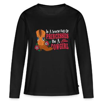 Dans un monde rempli de princesses, soyez un - T-shirt manches longues Premium bio Femme - noir - Devant - Julia (174cm)