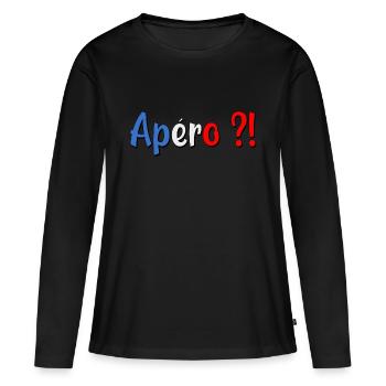 Apéro - Apéritif - France - T-shirt manches longues Premium bio Femme - noir - Devant - Julia (174cm)