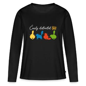 Je suis fou de chats, de chats domestiques, de chats sauvages - T-shirt manches longues Premium bio Femme - noir - Devant - Julia (174cm)