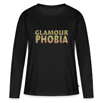 Glamourphobie Glamour Phobie Noble paillettes - T-shirt manches longues Premium bio Femme - noir - Devant - Julia (174cm)