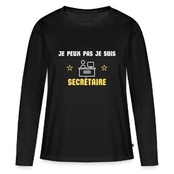 je peux pas je suis secrétaire - T-shirt manches longues Premium bio Femme - noir - Devant - Julia (174cm)