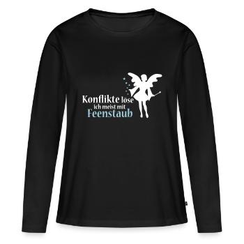 Je résous les conflits généralement avec la - T-shirt manches longues Premium bio Femme - noir - Devant - Julia (174cm)