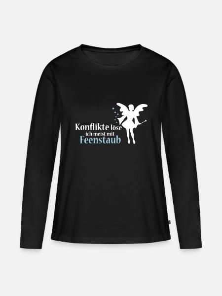Konflikte löse ich meist mit Feenstaub (Spruch und - Frauen Premium Bio Langarmshirt - Schwarz