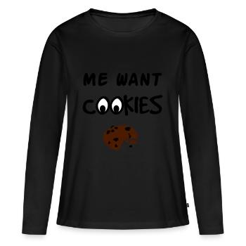 Me Want Cookies - T-shirt manches longues Premium bio Femme - noir - Devant - Julia (174cm)