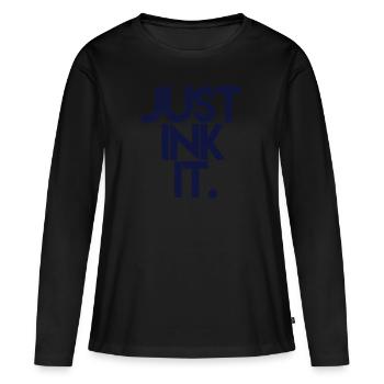 ENCRE JUSTE - T-shirt manches longues Premium bio Femme - noir - Devant - Julia (174cm)