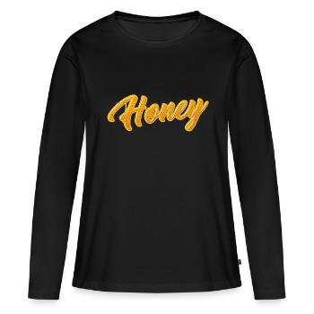 Honey Abeille Apiculteur Graffiti Lettrage - T-shirt manches longues Premium bio Femme - noir - Devant - Julia (174cm)