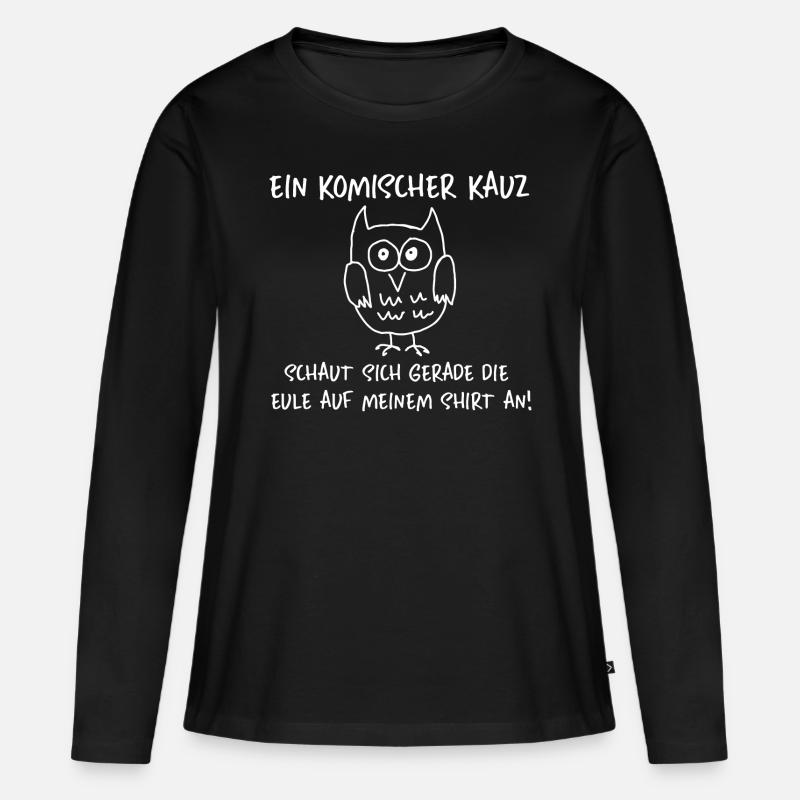 Ein komischer Kauz - Frauen Premium Bio Langarmshirt - Schwarz
