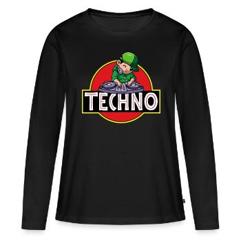 Soirée musique techno - T-shirt manches longues Premium bio Femme - noir - Devant - Julia (174cm)