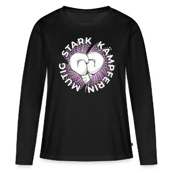 Kämpferin - stark - mutig - Herz - Boxhandschuhe - Frauen Premium Bio Langarmshirt - Schwarz - Vorne - Julia (174cm)