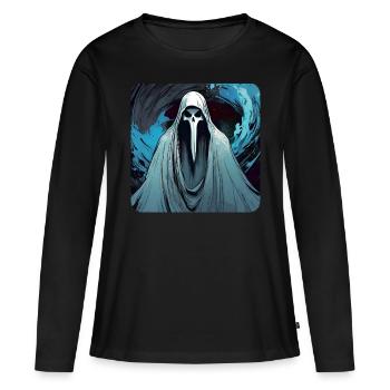 Fantôme maléfique et effrayant - T-shirt manches longues Premium bio Femme - noir - Devant - Julia (174cm)