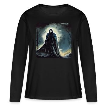 Böses Grusel Gespenst - Frauen Premium Bio Langarmshirt - Schwarz - Vorne - Julia (174cm)