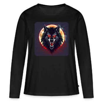 Horror Werwolf mit roten glühenden Augen - Frauen Premium Bio Langarmshirt - Schwarz - Vorne - Julia (174cm)