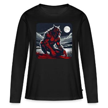 Crimson Werewolf with Full Moon - Women's Premium Organic Long Sleeve Shirt - black - Front - Julia (174cm)