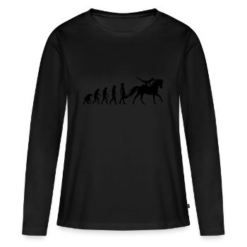 Evolution Voltigieren Akrobatik Reiterin Reitsport - Frauen Premium Bio Langarmshirt - Schwarz - Vorne - Julia (174cm)
