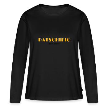 PATSCHIFIG slow down - T-shirt manches longues Premium bio Femme - noir - Devant - Julia (174cm)