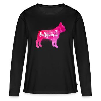 Liebende Bullymama - Französische Bulldogge - Frauen Premium Bio Langarmshirt - Schwarz - Vorne - Julia (174cm)