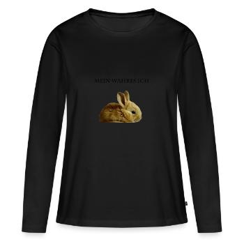 Mon vrai je lapin - T-shirt manches longues Premium bio Femme - noir - Devant - Julia (174cm)