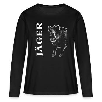 Wildschwein - Wildsau - Keiler - Wild Boar - Frauen Premium Bio Langarmshirt - Schwarz - Vorne - Julia (174cm)