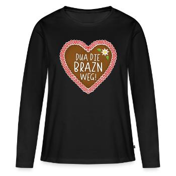 Dua Die Brazn Weg! Lebkuchenherz - Frauen Premium Bio Langarmshirt - Schwarz - Vorne - Julia (174cm)