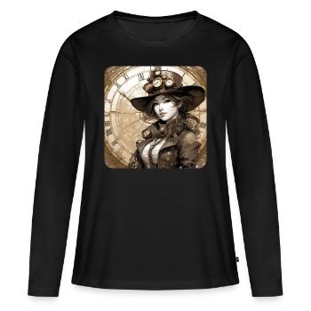 Cool Steampunk Girl - Women's Premium Organic Long Sleeve Shirt - black - Front - Julia (174cm)