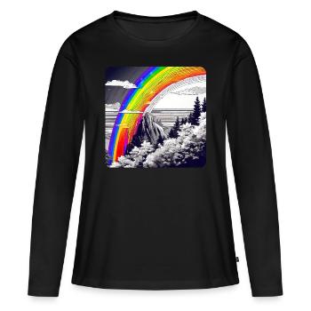 Arc-en-ciel dans la nature - T-shirt manches longues Premium bio Femme - noir - Devant - Julia (174cm)