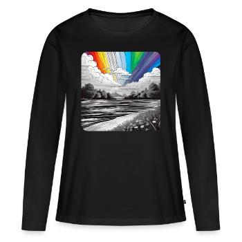 Arc-en-ciel dans la nature et la nature sauvage - T-shirt manches longues Premium bio Femme - noir - Devant - Julia (174cm)