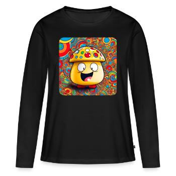 Lustiger Psychedelischer Pilz - Frauen Premium Bio Langarmshirt - Schwarz - Vorne - Julia (174cm)