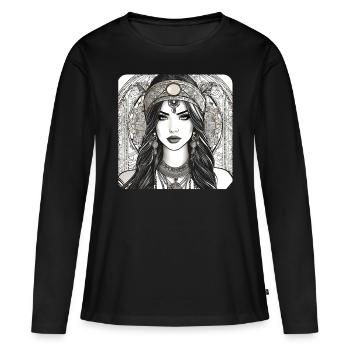 Süßes Girl im Orient Style - Frauen Premium Bio Langarmshirt - Schwarz - Vorne - Julia (174cm)
