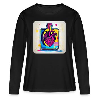 Herz im Graffiti Style - Frauen Premium Bio Langarmshirt - Schwarz - Vorne - Julia (174cm)