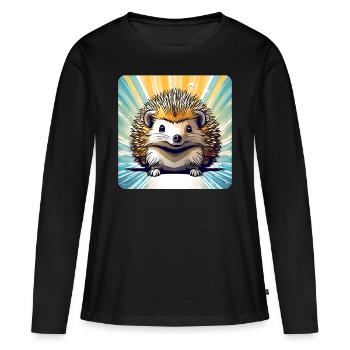 Niedlicher kleiner Igel - Frauen Premium Bio Langarmshirt - Schwarz - Vorne - Julia (174cm)