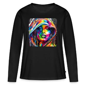 Woman in graffiti style - Women's Premium Organic Long Sleeve Shirt - black - Front - Julia (174cm)