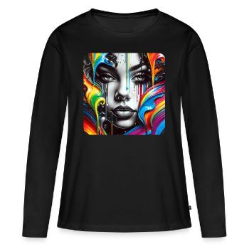 Frau im Graffiti Style - Frauen Premium Bio Langarmshirt - Schwarz - Vorne - Julia (174cm)
