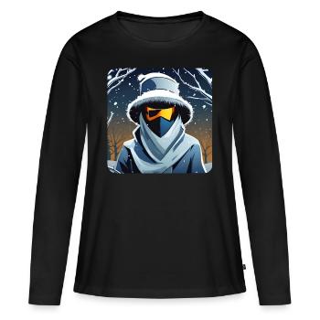 Cool Spooky Ghost with Glasses - Women's Premium Organic Long Sleeve Shirt - black - Front - Julia (174cm)