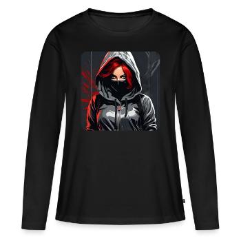Cooles Gothik Girl - Frauen Premium Bio Langarmshirt - Schwarz - Vorne - Julia (174cm)