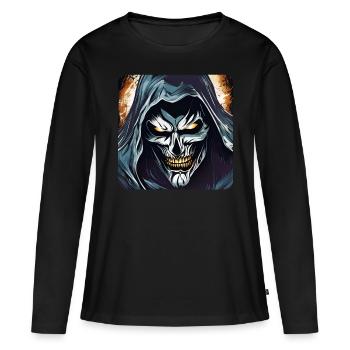 Evil Grinning Horror Skull - Women's Premium Organic Long Sleeve Shirt - black - Front - Julia (174cm)