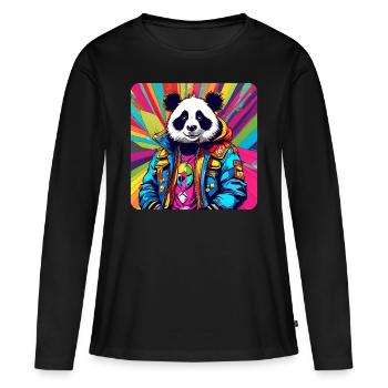 Cool Punk Panda Ours - T-shirt manches longues Premium bio Femme - noir - Devant - Julia (174cm)