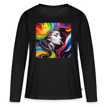 Coole Graffiti Frau - Frauen Premium Bio Langarmshirt - Schwarz - Vorne - Julia (174cm)