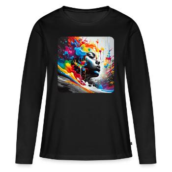 Frau im Graffiti Style - Frauen Premium Bio Langarmshirt - Schwarz - Vorne - Julia (174cm)