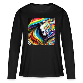Frau im Graffiti Style - Frauen Premium Bio Langarmshirt - Schwarz - Vorne - Julia (174cm)