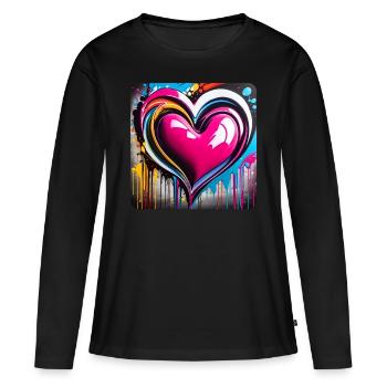 Coeur dans le style graffiti - T-shirt manches longues Premium bio Femme - noir - Devant - Julia (174cm)