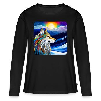 Spirit Animal Wolf - Women's Premium Organic Long Sleeve Shirt - black - Front - Julia (174cm)