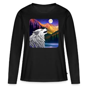 Proud Wolf Spiritanimal - Women's Premium Organic Long Sleeve Shirt - black - Front - Julia (174cm)