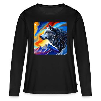 Spirit Animal Wolf - Women's Premium Organic Long Sleeve Shirt - black - Front - Julia (174cm)