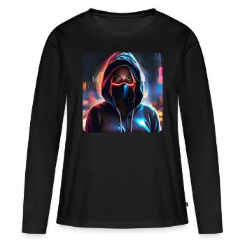 Cooles Cyberpunk Girl - Frauen Premium Bio Langarmshirt - Schwarz - Vorne - Julia (174cm)