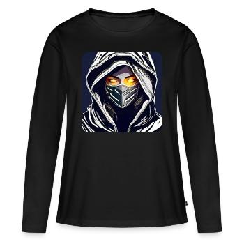 Cooles Anonymous Cyberpunk Girl - Frauen Premium Bio Langarmshirt - Schwarz - Vorne - Julia (174cm)