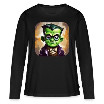 Monstre vert - T-shirt manches longues Premium bio Femme - noir - Devant - Julia (174cm)
