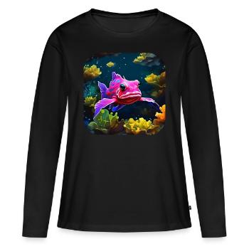 Funny Fish - Women's Premium Organic Long Sleeve Shirt - black - Front - Julia (174cm)