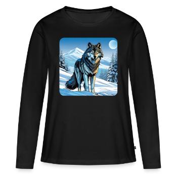 Proud Wolf in Winter Spiritanimal - Women's Premium Organic Long Sleeve Shirt - black - Front - Julia (174cm)