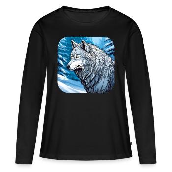 Proud Wolf in Winter Spiritanimal - Women's Premium Organic Long Sleeve Shirt - black - Front - Julia (174cm)